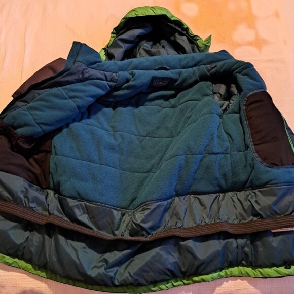 L. L. Bean boys size XL or 18 green & gray winter jacket fleece lined body - Picture 2 of 9